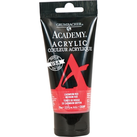 Grumbacher Academy Acrylic Paint, 75ml Tube, Cadmium Red Medium