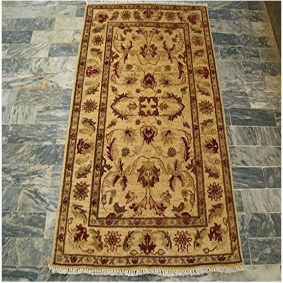 Ahmedani Linen Wonderful Chobi Zeiglar Mahal Rectangle Home Decor Living Room or Bedroom Rug Wool Hand Knotted Carpet (4.11 X 3.2)'