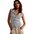 thumbnail image 2 of LYMAYTER S-XL Women's Button Vest Sleeveless Tank Slim Vest, 2 of 3
