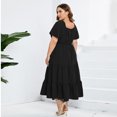 thumbnail image 5 of IDOPIP Women's Plus Size Summer Dress Sweetheart Neckline Short Sleeve Ruffle Hemline A Line Tiered Dress, 5 of 7