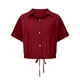 thumbnail image 4 of Vestidos Casuales Para Mujer, Blusas De Mujer De Moda Blusa corta de lino con solapa y botones sueltos para mujer, ropa de trabajo de verano, 4 of 6