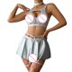 thumbnail image 5 of Gibobby Tangas de mujer sexy encaje Día de San Valentín Lencería divertida de mujer, conjunto de ropa interior con sujetador negro Sexy de encaje, delantal Sexy de cuero (Plata de plata, M), 5 of 5