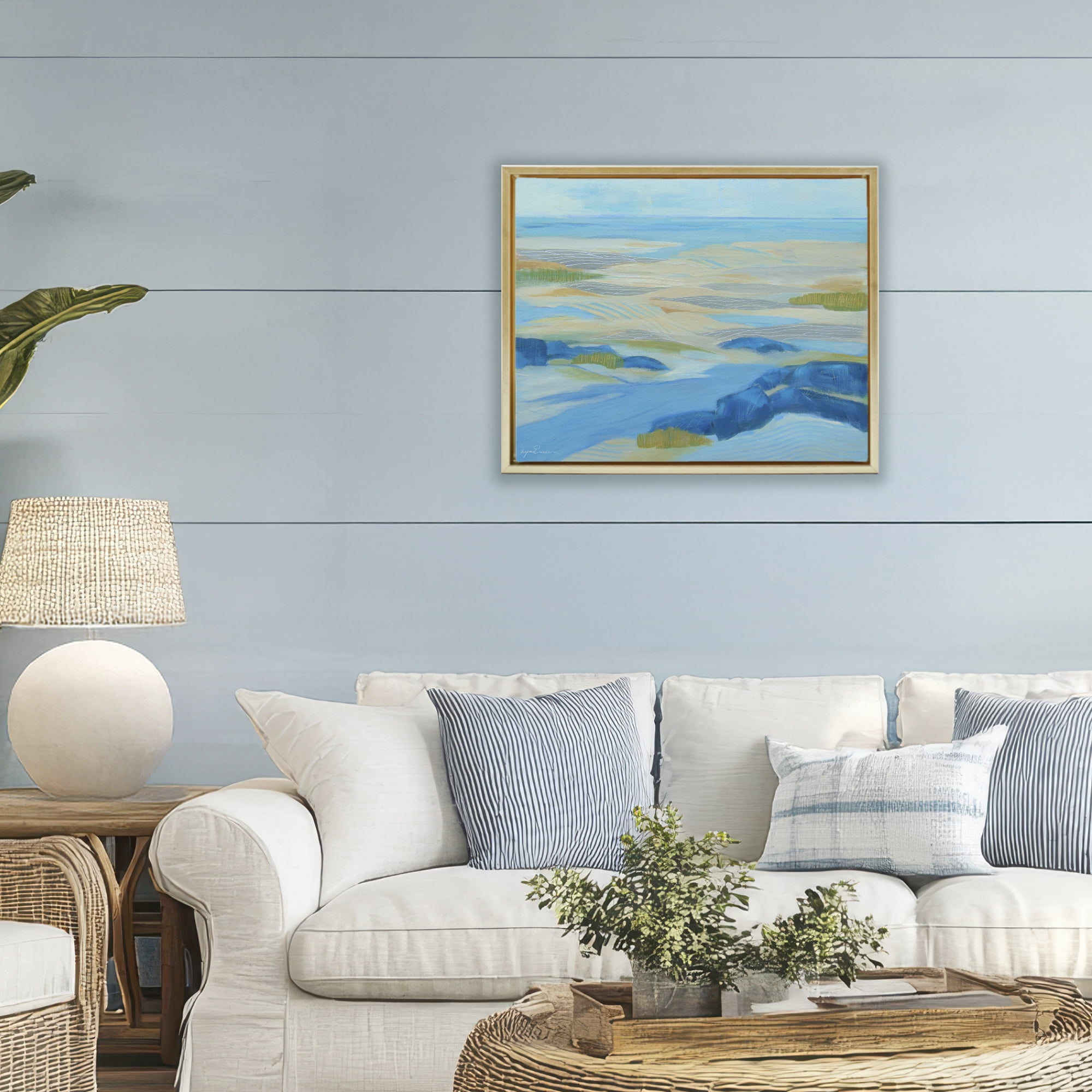 Stupell Industries Coastal Walk Among Dunes Gold Framed Floater Canvas Wall Art, design by Lynn Ericson Fine Art