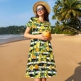 thumbnail image 4 of Sikiie Orange and Lemon Print Women's Short-sleeved Dress, Round Neck Slim Knee-length Dress, Summer Clothing Suitable for Daily Leisure and Vacation, 4 of 6
