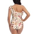 thumbnail image 5 of Easygdp Retro Autum Mushrooms Women's One Shoulder Ruffle Monokini Bathing Suits with Removable Chest Pad, Quick Drying - Small, 5 of 8