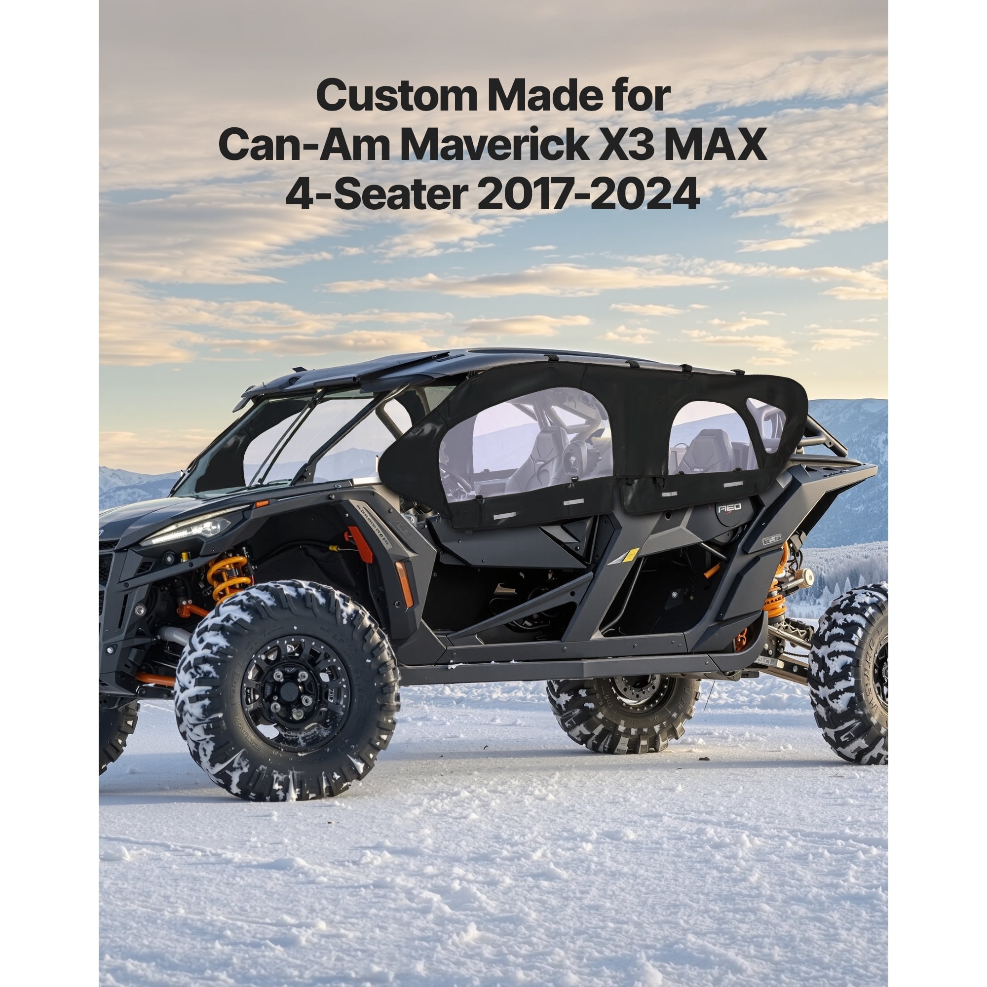 KFFKFF PVCCDF005 Cab Enclosure Upper Doors For Can-Am Maverick X3 MAX 4-Seater 2017-2024, Windproof Zipper UTV Side Window Kit