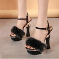 thumbnail image 7 of Women's Sandals 14cm High Heel Fluffy Sexy Thick Heel Rhinestone Metal Buckle Fairy 10365 Series 14cm Heel 4cm Platform LFD, 7 of 7