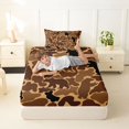 thumbnail image 4 of Castle Fairy Camo Bear Silhouette Twin Sheets 3pcs,Vintage Camouflage Animal Bedding,Tan Dark Brown,1 Fitted Sheet, 1 Flat Sheet and 1 Pillowcase, 4 of 6