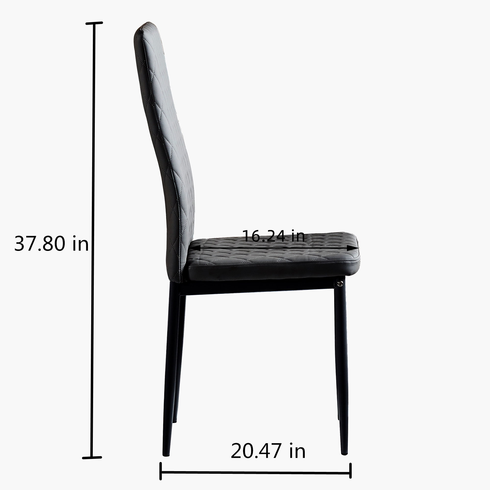 Kepooman Set of 4 Modern Diamond Grid Pattern Dining Chairs, Black Kepooman Set of 4 Modern Diamond Grid Pattern Dining Chairs, Black