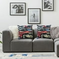 thumbnail image 2 of BANET Cars Throw Pillow Cushion Cover, Group of Nostalgic American Muscle Cars with Stars Antique Print, Decorative Square Accent Pillow Cases Set of 2 12x12in, 2 of 7