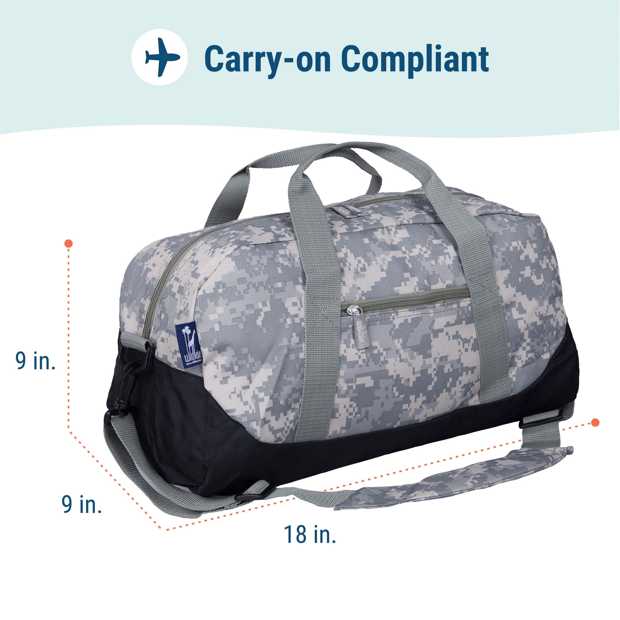 Wildkin Kids Overnighter Duffel Bag for Boys & Girls, Features Two Carrying Handles and Removable Padded Shoulder Strap, BPA & Phthalate Free (Digital Camo Green)