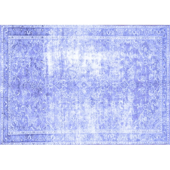 Ahgly Company Machine Washable Indoor Rectangle Persian Blue Traditional Area Rugs, 7' x 10'