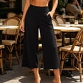 thumbnail image 3 of Lenpel Wide Leg Capri Pants for Women High Waist Baggy Cropped Trousers Comfy Flowy Casual Workout Yoga Capris, 3 of 5