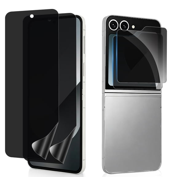 ZYQEEE Privacy Screen Protector for Samsung Galaxy Z Flip 6, 2Pack Inside Flexible TPU Film   2Pack Front Tempered Glass,No Creases, Self-Healing, Anti-Spy Protective Film for Samsung Galaxy Z Flip6