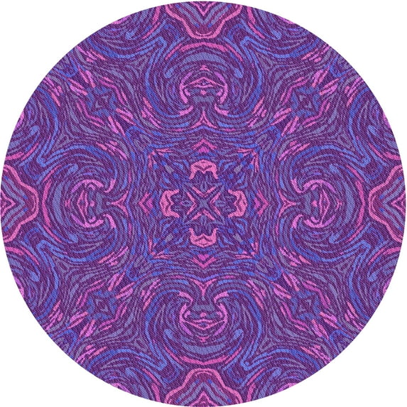 Ahgly Company Machine Washable Indoor Round Transitional Jasmine Purple Area Rugs, 5' Round