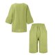 thumbnail image 5 of mfyjkho Pantalones Cortos De Entrenamiento Para Mujer, Conjunto De Ropa Exterior Para Mujer, Holgado, Informal, De Color Liso Y Lino, Cuello Redondo, Manga 3/4 Y Pantalones L, 5 of 5