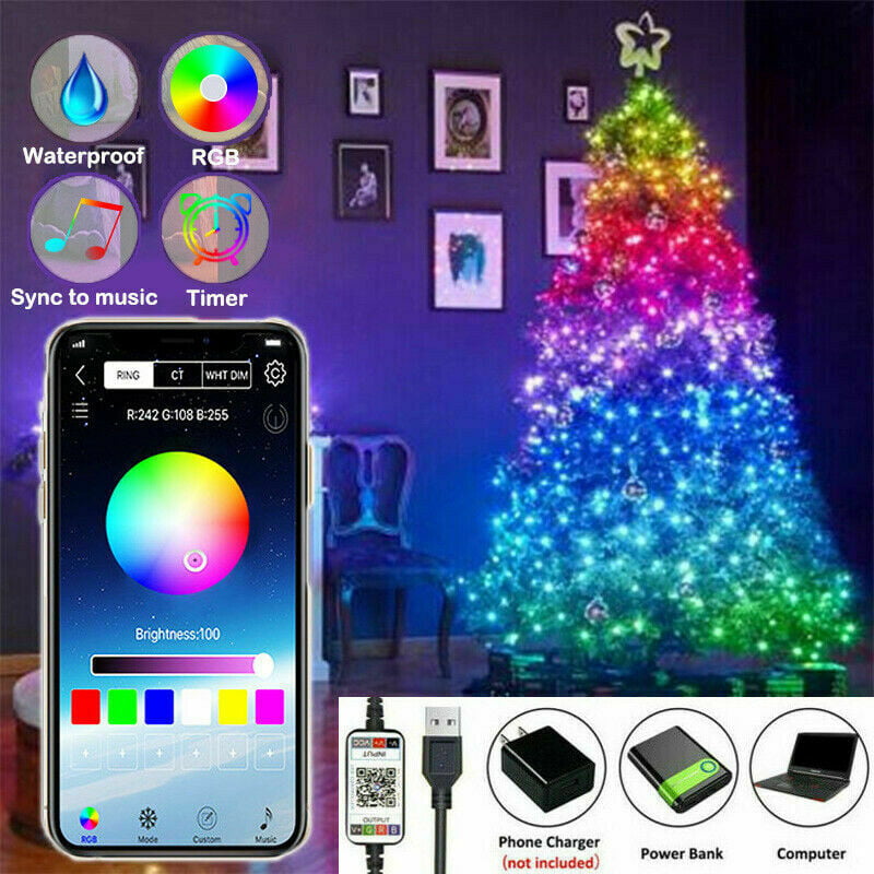 Christmas Tree Decoration Lights LED String Lamp Bluetooth App Remote Control US 
