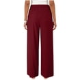 thumbnail image 6 of Linen Cotton Casual Pants For Women Pull On Picnic Outfits Drawstring Waist Elastic Waist With Pockets Summer Straight Leg Everyday Comfort Road Trip Wine M, 6 of 7
