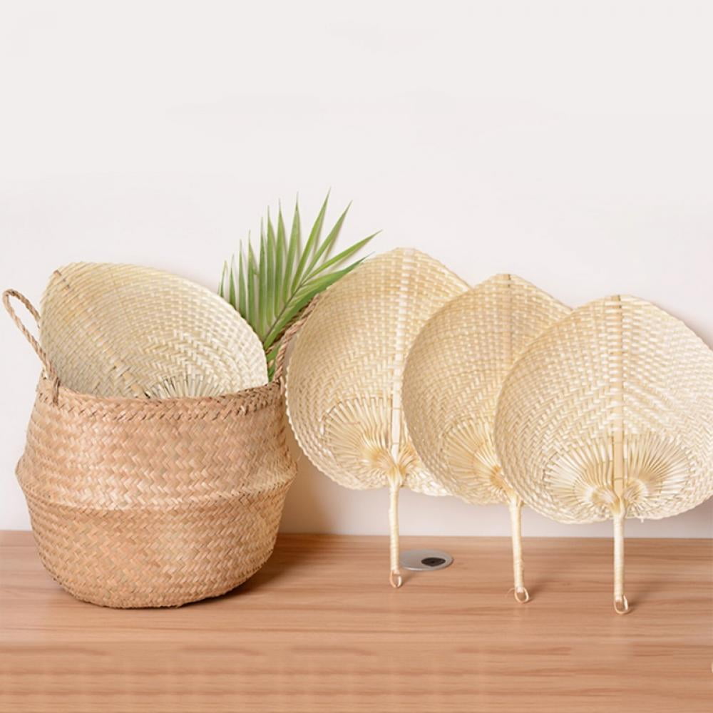 Buy Natural Raffia Hand Fans, Palm Leaf Hand Fans, Handmade Raffia Fans