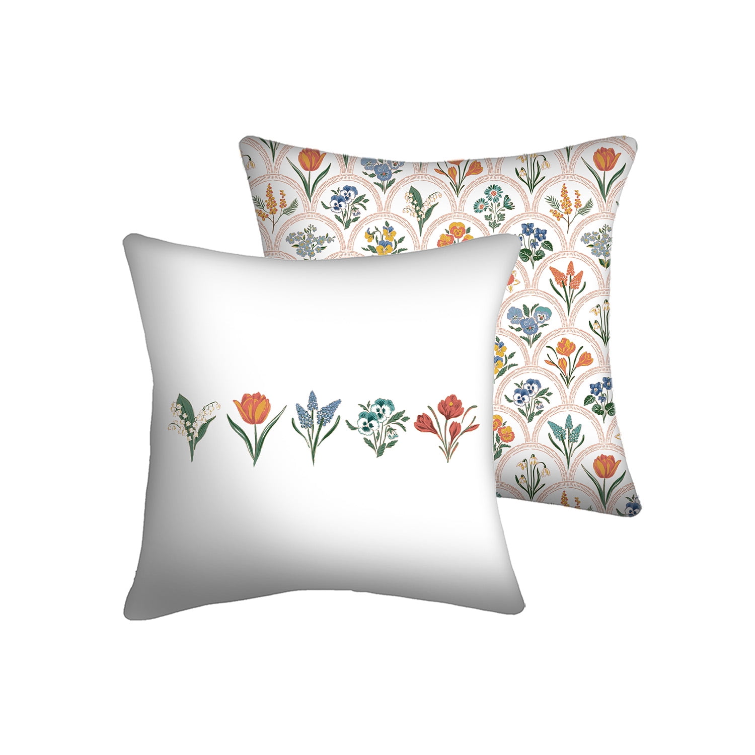 Mainstays 16" x 16" Flower Row Decorative Outdoor Throw Pillow, Multicolor