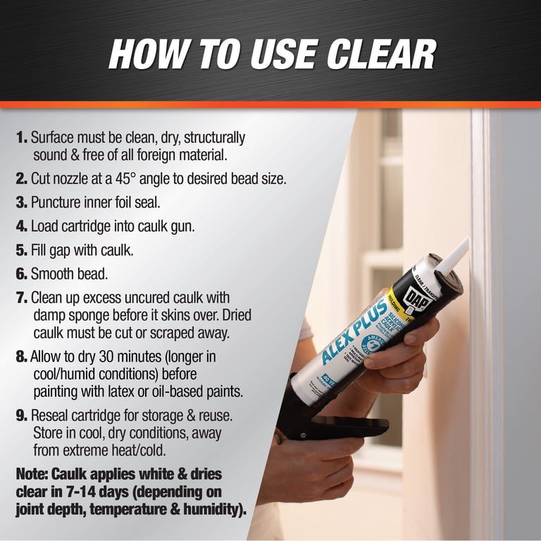 DAP Alex Plus 10.1 oz Clear Acrylic Latex Caulk, 10-Pack photo 6