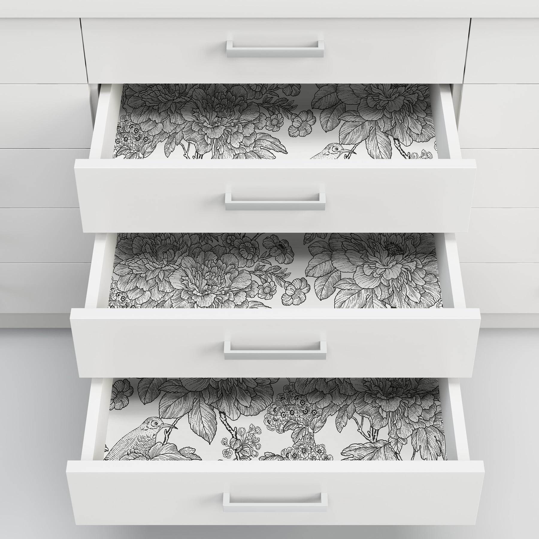 NuWallpaper Black And White Sudbury Vinyl Peel And Stick Wallpaper, 216-in by 20.5-in, 30.75 sq. ft.