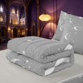 thumbnail image 5 of Homewish Psychedelic Stars Moon Zipper Full Size Comforter Sets with Fitted Sheet and 2 Pillowcases, White Gray Zipper Bedding Set, Gray Reversible, 5 of 7