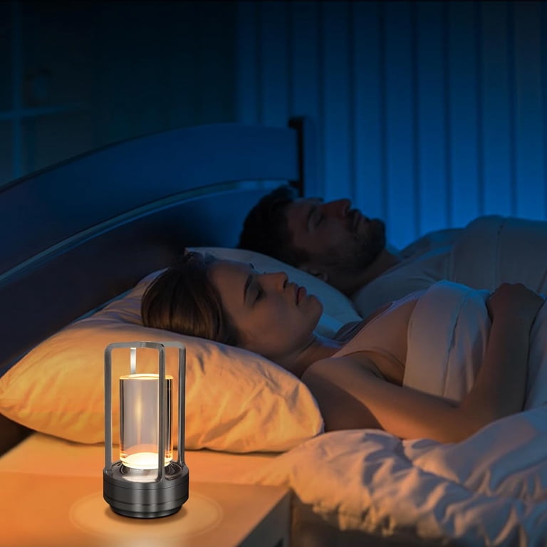 LETMESEEU Crystal Lantern Lamp – 4000mAh Rechargeable Cordless Table Lamp, 3 Colors, Stepless Dimming, USB-C, For Indoor, Patio, Camping, Restaurant (Gold)
