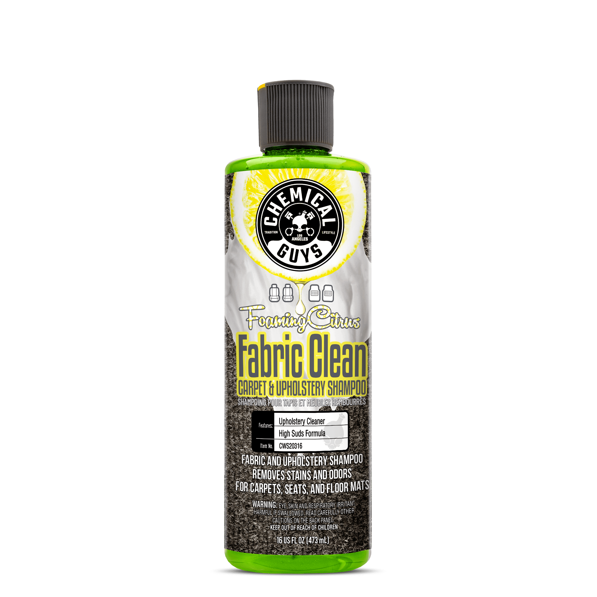 Chemical Guys Foaming Citrus Fabric Clean Carpet And Upholstery Shampoo And Odor Eliminator (16 Fl. Oz.) (CS 12)
