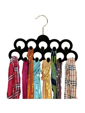 HDS Trading Corp Home Basics Velvet Scarf Hanger with Hooks, Pack of 3, Black - organize your closet