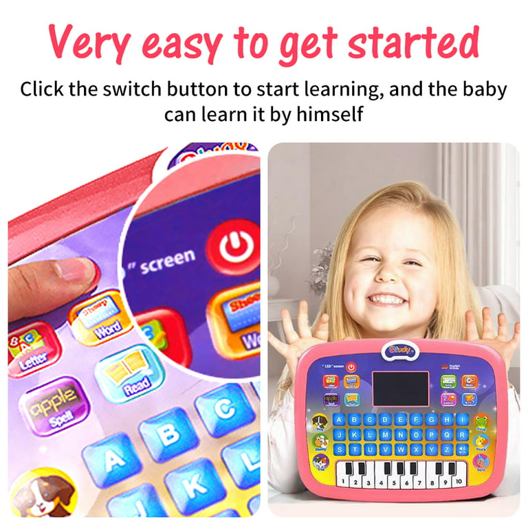 LNKOO Tablet Toy for 1 2 3 Years Old Girls Boys, Educational Learning Toys  with Light and Music, Interactive Toy for Numbers, Alphabet, Animals and
