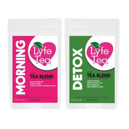 Lyfe Tea 14 Day Teatox Natural Weight Loss (1 Morning Tea and 1 Detox Tea) - Herbal Cleanse Tea (Best Morning Tea For Weight Loss)