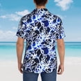 thumbnail image 4 of Fuzoiu Blue Lightning2 Print Hawaiian Shirt for Men, Summer Beach Casual Short Sleeve Button Down Shirts, Men’s Beach Summer Shirts with Pocket,X-Large, 4 of 7