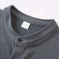 thumbnail image 5 of 2 PC Outfit Set for Men Collared Short Sleeve Button Down Shirt and Drawstring Shorts Casual Summer Ribbed Outfit Sets Gray S, 5 of 8
