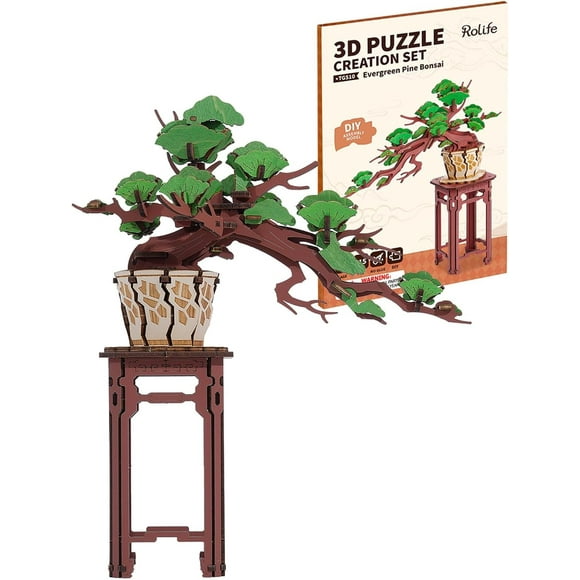 Rolife 3D Wooden Puzzles Evergreen Pine Bonsai Gift for Adult