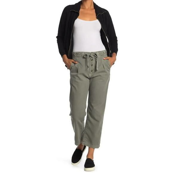 NSF Clothing Keiko Tie Waist Crop Pleated Pants In Pigment Cargo Size 27 $250