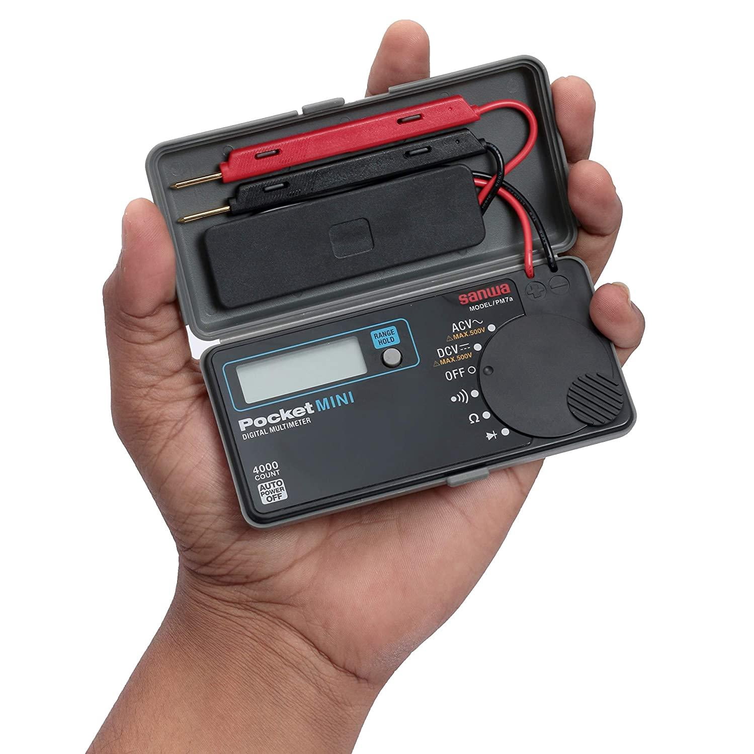 Sanwa PM7a Pocket Size Digital Multimeter with Built-In Case