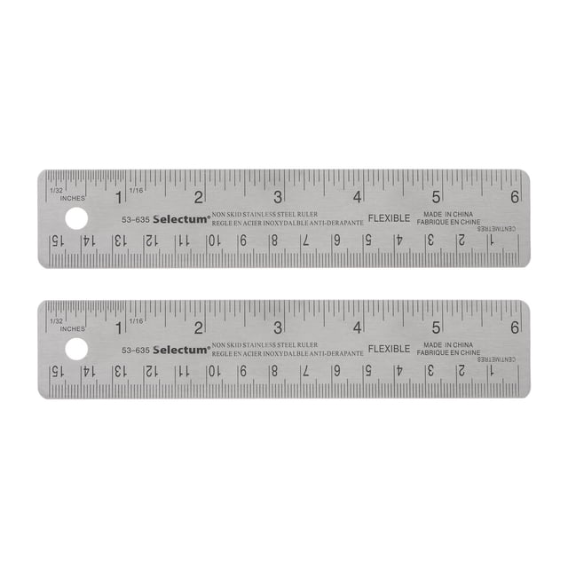 2uds Inoxidable Acero Reglas con Antideslizante Respaldo 15 cm/6" Pulgada y Métrica Metal Regla