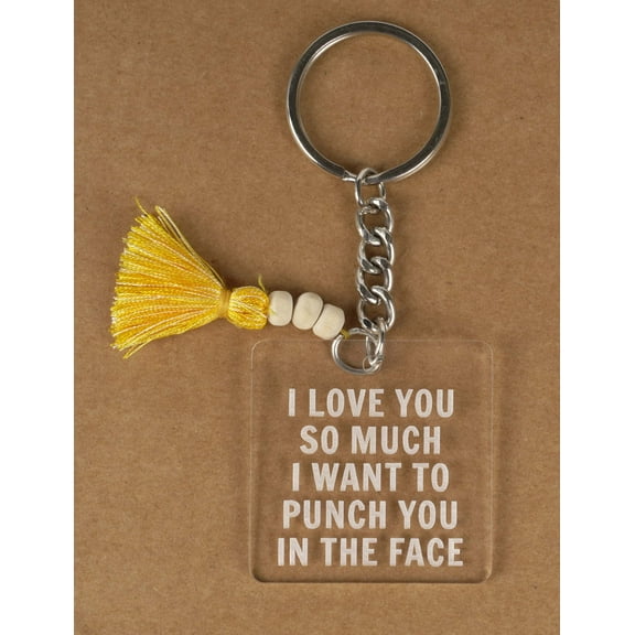 Inkdotpot Funny Keychain, I Love You So Much I Want To Punch You In The FaceAcrylic Engraved Keychain- Funny Adult Humor Novelty Gift