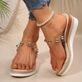 thumbnail image 2 of Womens Platform Wedge Sandals 2025 Summer Clear Bands Open Toe Espadrilles Heeled Slip on Dress Slippers, 2 of 7