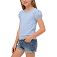 thumbnail image 4 of breaise Girls Puff Short Sleeve Shirts Summer Cotton Crewneck T Shirt Solid Color Tops Tee Blouse 1-15Y, 4 of 10