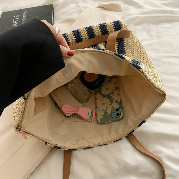 Bolsas de hombro tejidas de paja de verano para mujer, Bolsas de mano para playa y playa Hugtrwg Para Estrenar