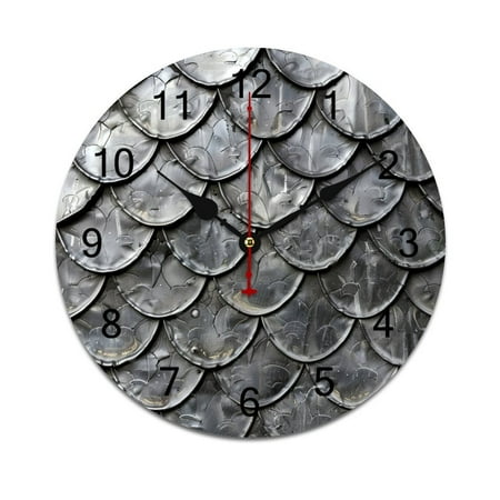 Silent Wall Clock 25cm/9.84in Round Wall Clock Metal Scale Hanging Clock for Home Living Room Bedroom Kitchen Non Ticking Battery Operated Living Room Mute Clock