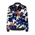 thumbnail image 5 of Herrnalise Women's Bomber Jacket Casual Coat Zip Up Outerwear Windbreaker Floral Prints Overcoat With Pockets Blue,XXL, 5 of 5