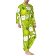 thumbnail image 2 of Yiaed Green Apple Print Men’s Pajamas Set - Long Sleeve Button Down Sleep Shirt and Pajama Bottoms Sleepwear Set Mens Pjs Sets Men's Pajama Bottoms-XX-Large, 2 of 7