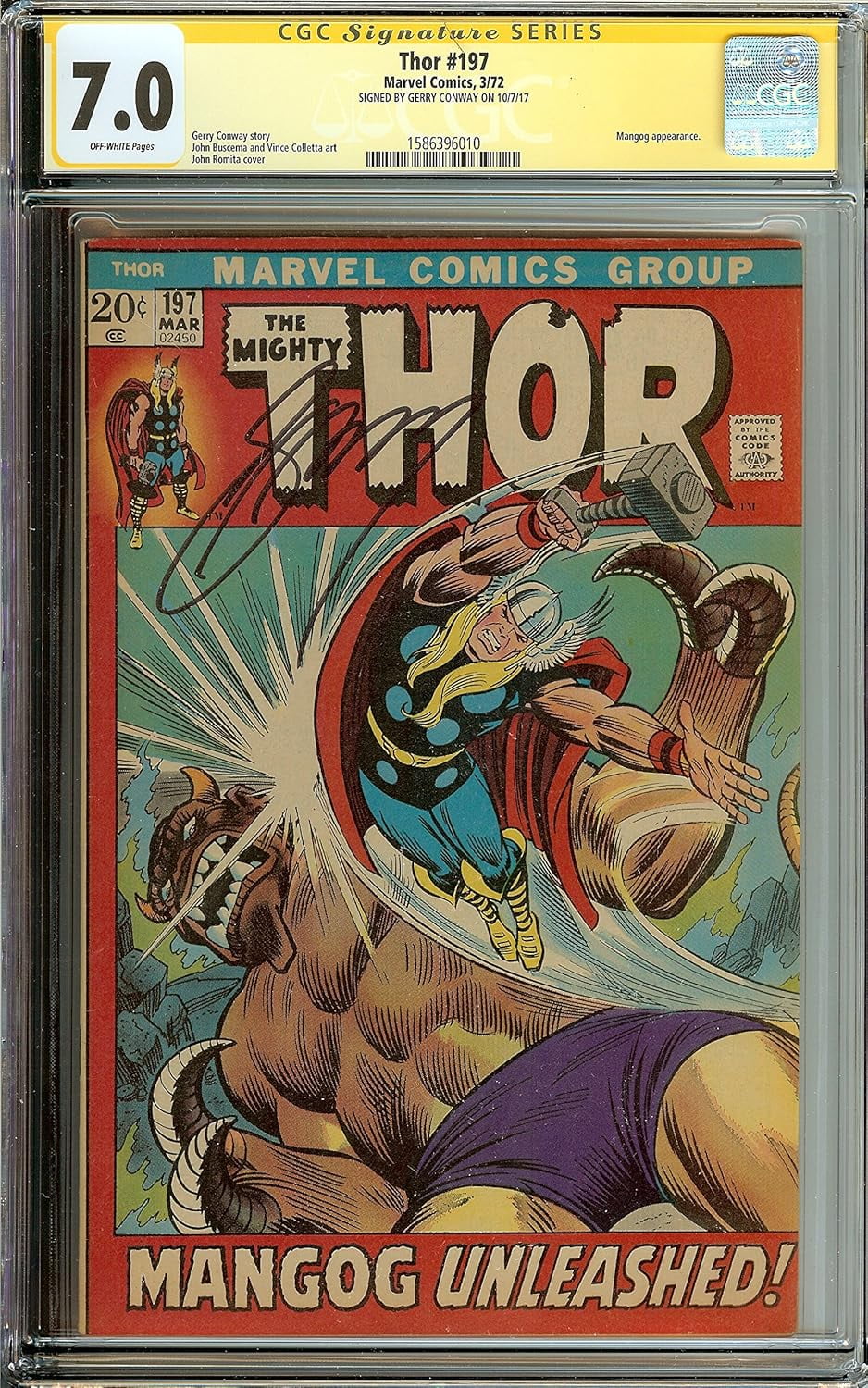 The Mighty Thor #197 CGC 3.5 Signed