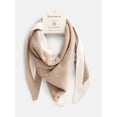 thumbnail image 4 of Scenario Women's Border Stripe Knit Triangle Scarf, Toasted Heather and Winter White, 4 of 4