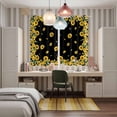 thumbnail image 5 of Sunflower Black Kitchen Curtains 84 Inch Length, Watercolor Floral Vintage Farmhouse Grommet Top Bedroom Living Room Curtains, Light Filtering Cafe Curtain Drapes 2 Panels Set 104''x84'', 5 of 9