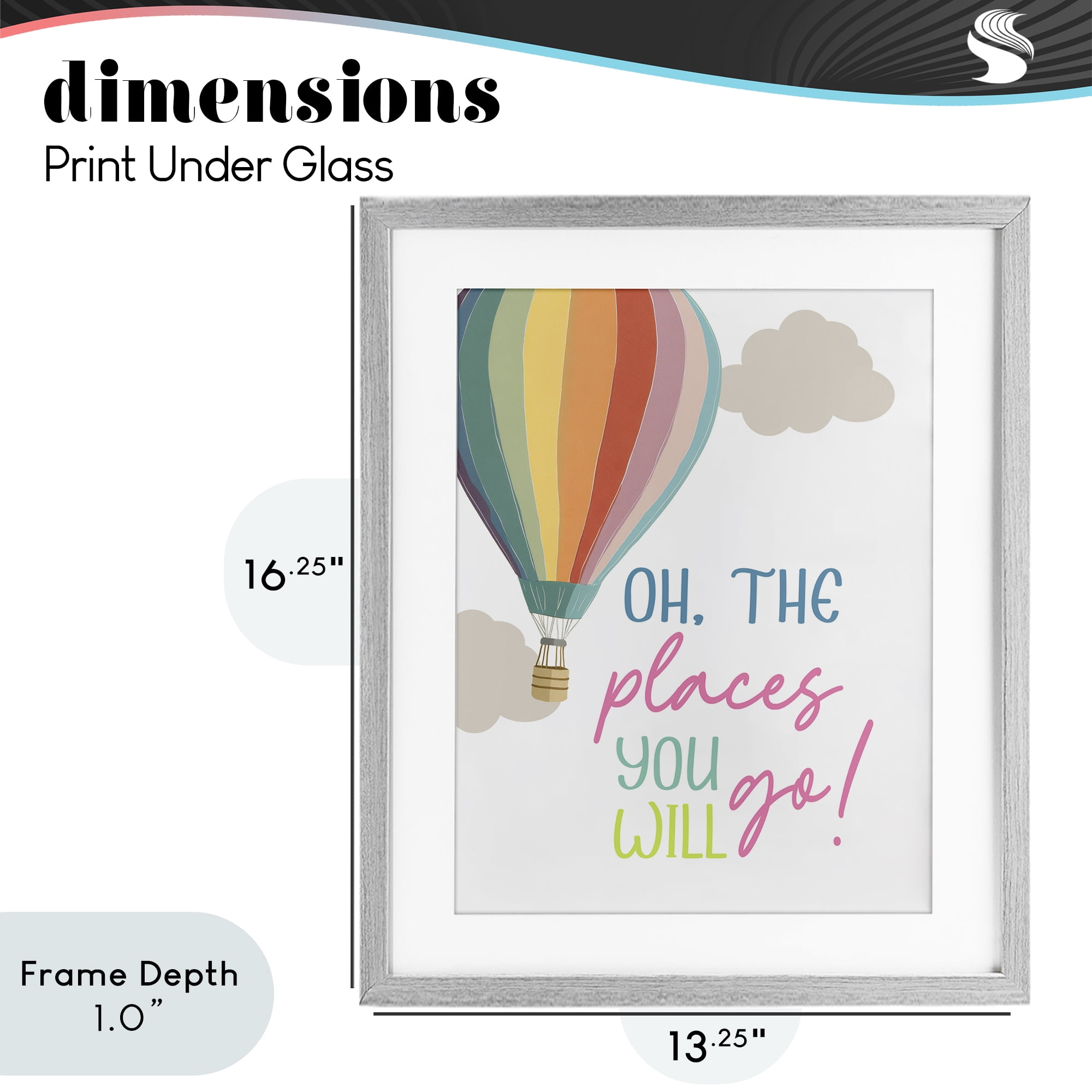 Stupell Industries The Places You Will Go Gray Framed Print Under Glass, design by Christine Simpson Art