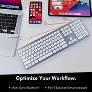 Macally Premium Wireless Keyboard for Mac - Compatible Apple Wireless Keyboard for Mac Mini, MacBook Pro/Air Laptop - Rechargeable Full-Size Wireless Keyboard